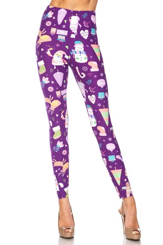 Buttery Soft Purple Christmas Leggings 
