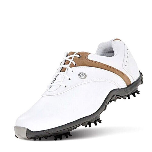 ¡NUEVO! Zapatos de golf para mujer FootJoy [7] medianos FJ LoPro con picos 97173 blancos/silla de montar - Imagen 1 de 1