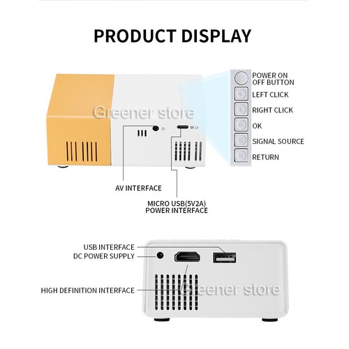 Mini Projektor Smart HDMI 1080P Kompakt Tragbar USB AV Multimedia HD Interface - Bild 12 von 22