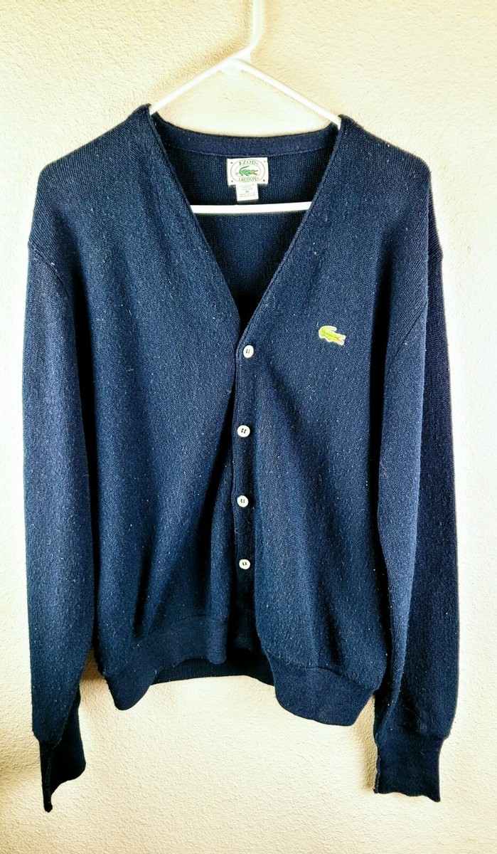 0054 Vintage Lacoste Izod Mens NavyBlue Cardigan Sweater