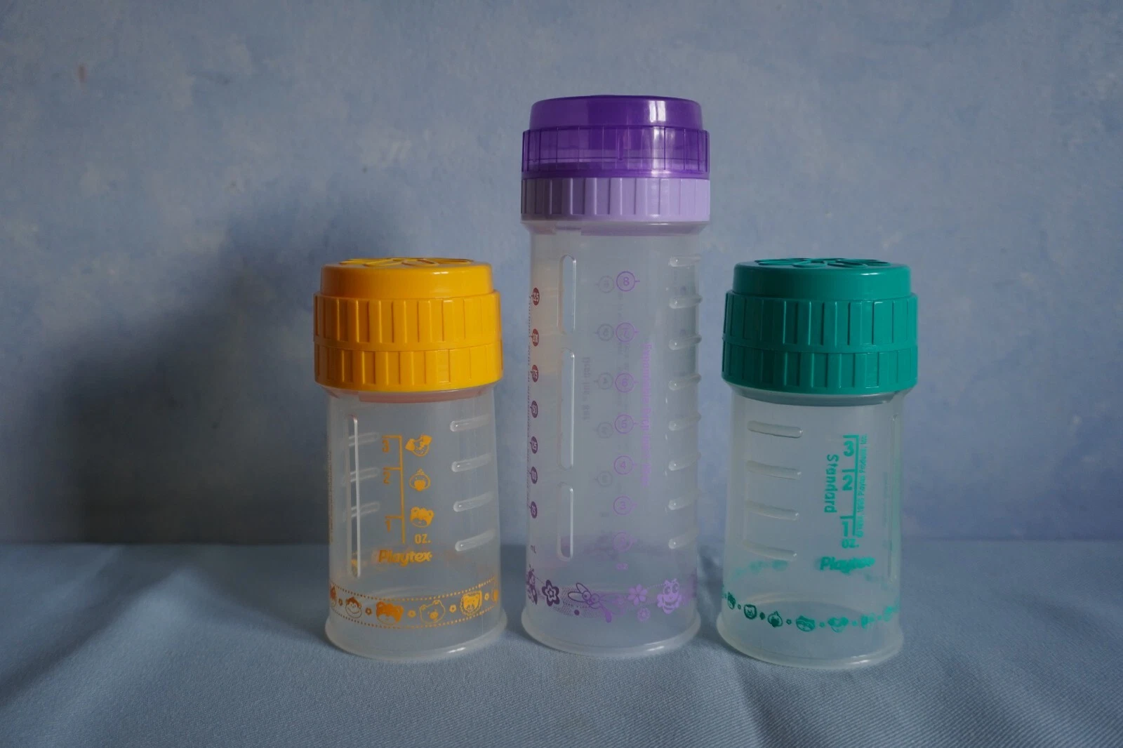 Playtex Drop-Ins baby bottles flat top 4 oz 8 oz bears bees no nipples GUC