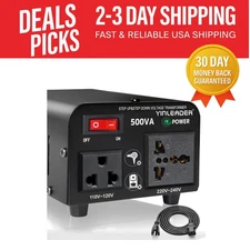 Efficient 500W Voltage Transformer - Safe Step Up/Down with Circuit Protection