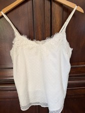Vtg Abercrombie Fitch Cream Lace Babydoll Cami Dots Lined Y2K-XSMALL