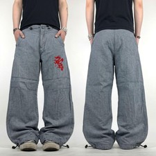 Vintage embroidered y2k grunge skater baggy wide leg faded jeans