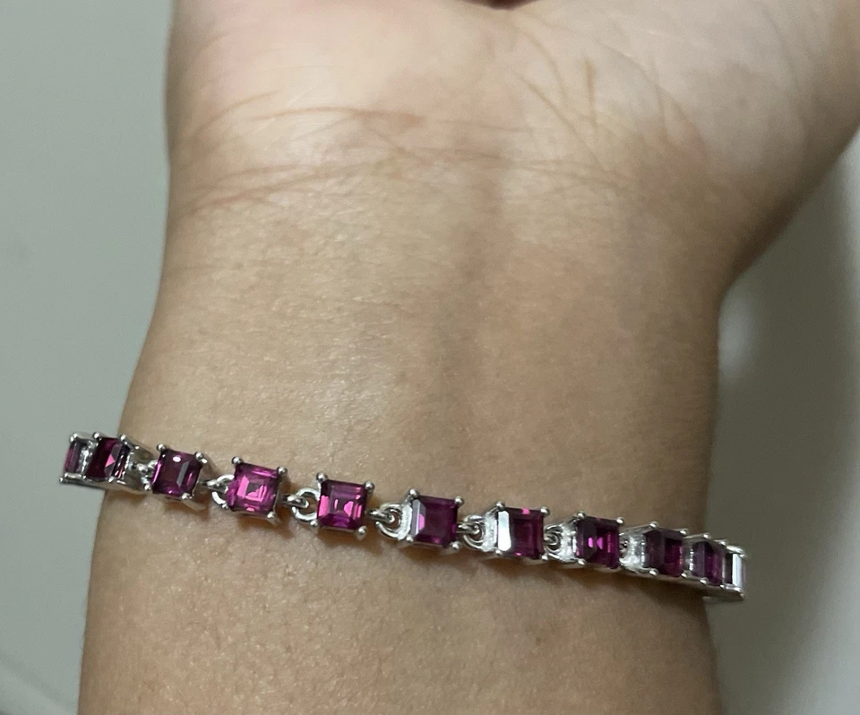 Pulsera JTV Frambuesa Rodolita Granate Plata Esterlina Bolo 4.20ctw Foto 3 de 4