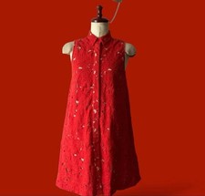 Alice Olivia Red Embroidered Sleeveless Mini Dress Size S