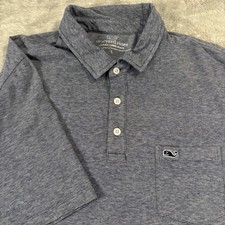 Vineyard Vines Polo Shirt Mens Large Edgartown Gray Heather Pima Cotton Stretch