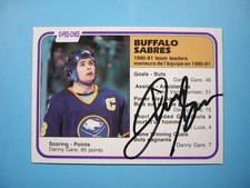 1981/82 O-PEE-CHEE NHL HOCKEY CARD #28 DANNY GARE LEADER EXNM AUTO AUTOGRAPH OPC