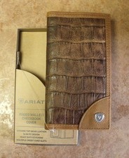 Ariat Leather Crocodile Print Rodeo Wallet/Checkbook Cover