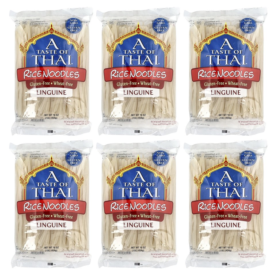 Rice Noodles, Linguine, 6 Bags, 16 oz (454 g) Each