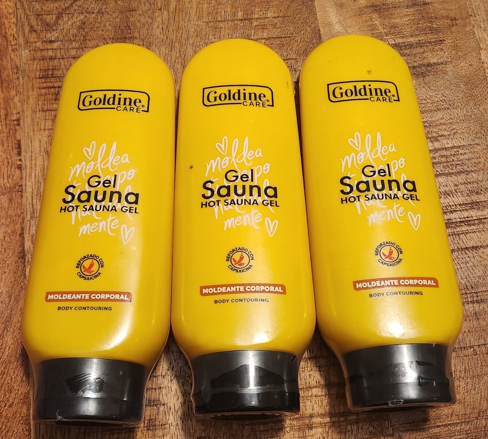 3 pk Goldine Pro Gel Hot Sauna Fat Burning Body Molding GINKGO BILOBA GREEN TEA