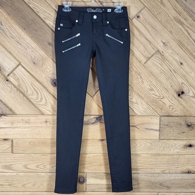 Miss Me Standard Skinny Pants Womens Size 24 Black Biker Moto Zipper