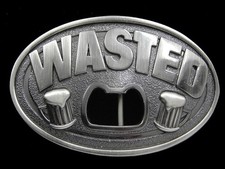 SA09139 REALLY NICE  WASTED  BOTTLE OPENER FUNNY BOOZE BELT BUCKLE