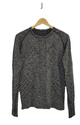 LULULEMON Rest Less Pullover Top Women Sz 4 Heathered Black Long Sleeve  Ribbed