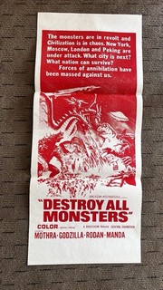 ‘DESTROY ALL MONSTERS’ 1960’s Daybill Movie Poster Godzilla Mothra Rodan…