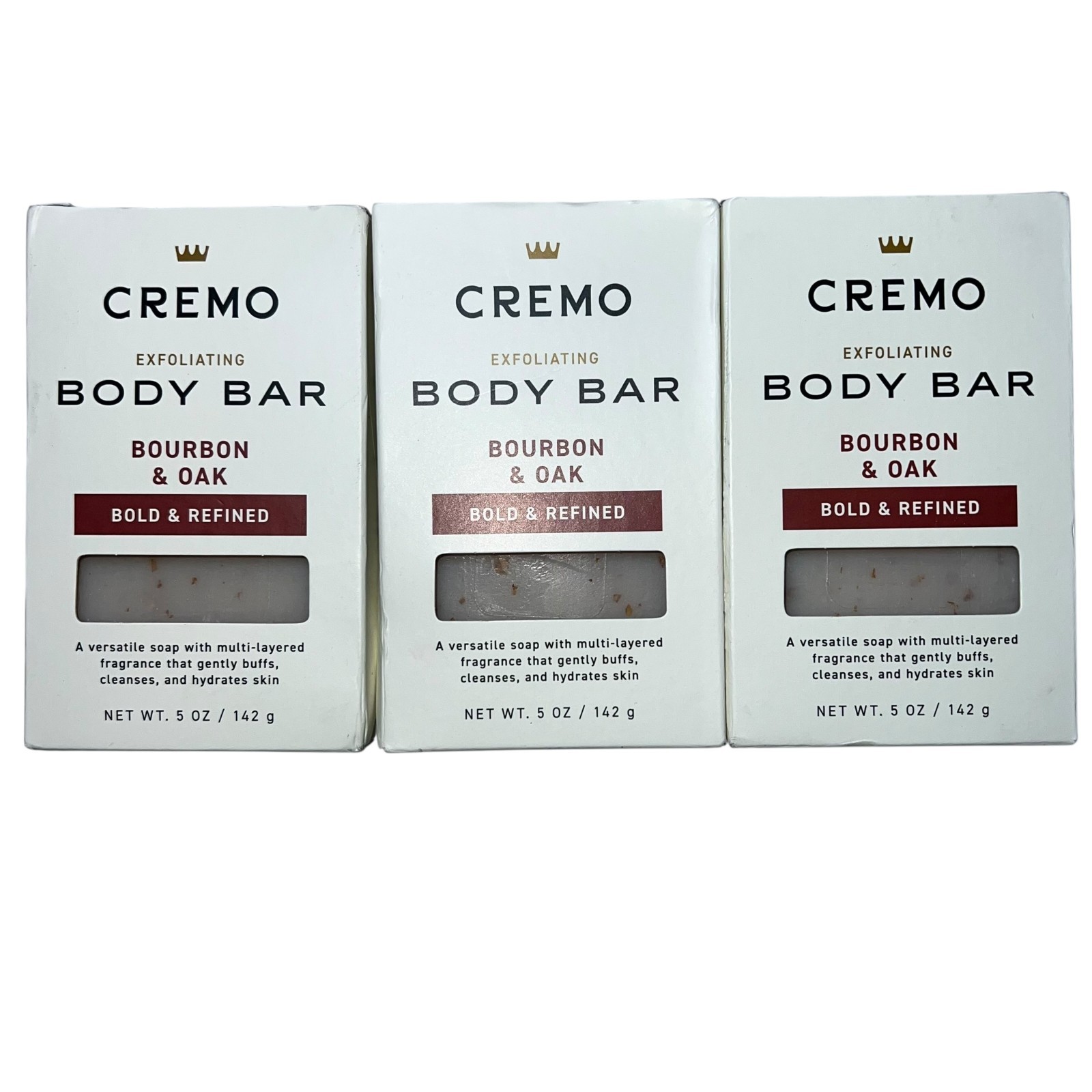 Cremo Bourbon & Oak Exfoliating Body Bar Soap 3x 6oz Men’s