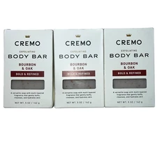 Cremo Bourbon & Oak Exfoliating Body Bar Soap 3x 6oz Men’s