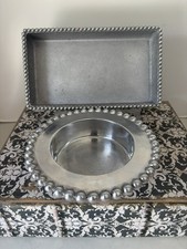 2 Pc. Mariposa Beaded Aluminum Napkin Holder Tray with Wine Bottle Holder 6.5"