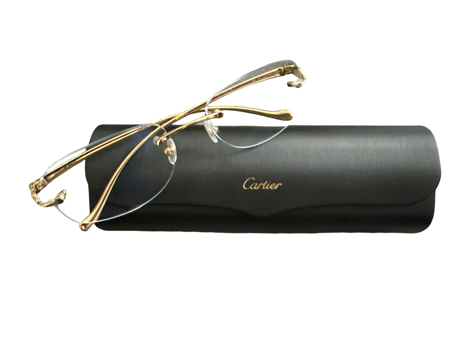 Cartier — CARTIER Rectangular Rimless 53MM Gold Metal Unisex Eyeglasses CT0061O 002