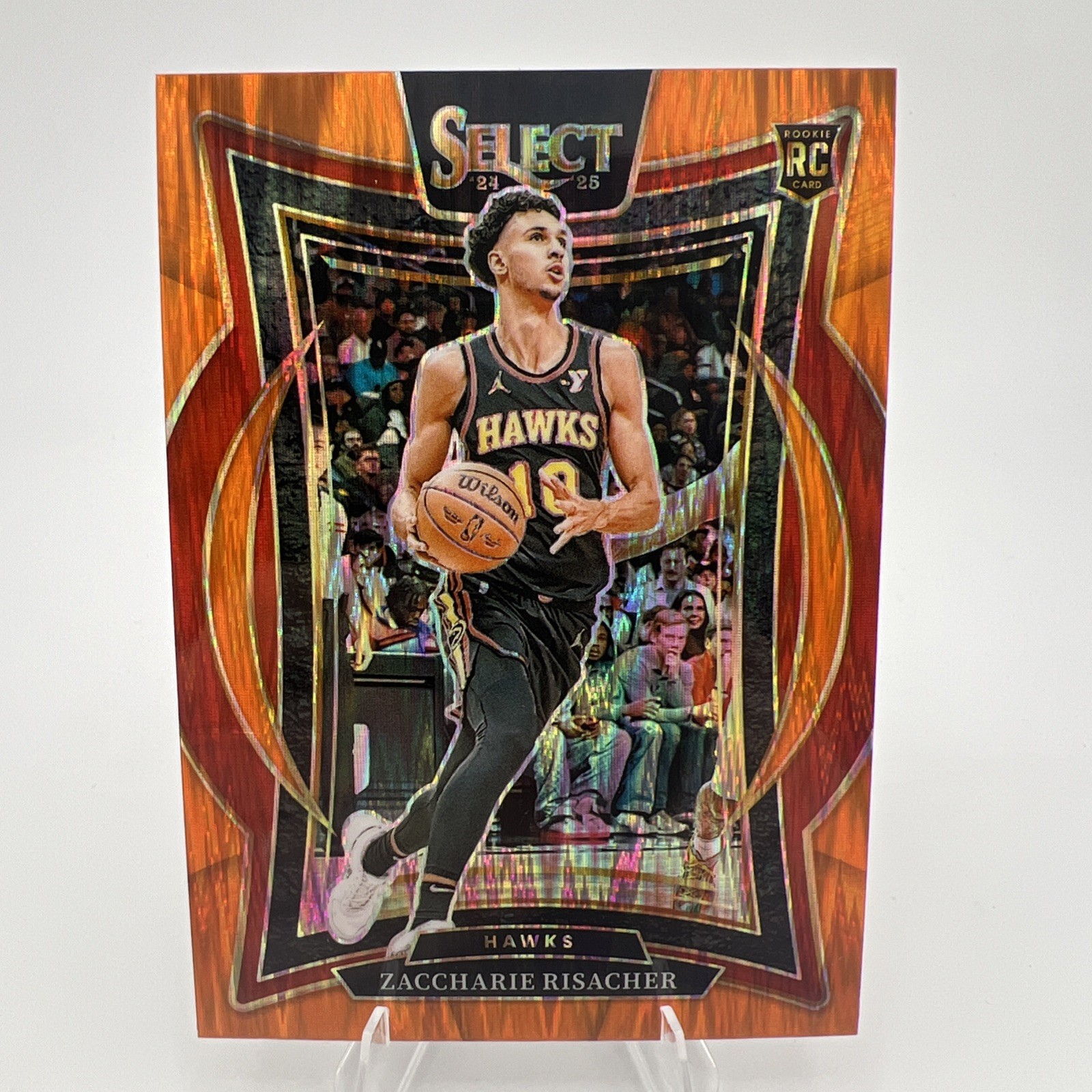 2024-25 Panini Select - Concourse Zaccharie Risacher #86 Orange Flash Prizm (RC)
