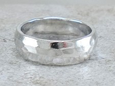 925 STERLING SILVER 8MM HAMMERED BAND RING size 7 style r3421