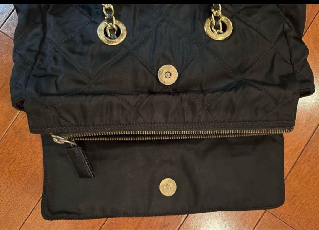 PRADA Black Flap Shoulder Bag Double Chain thumbnail 4