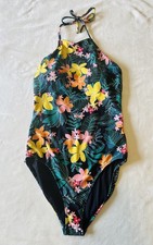 Old Navy Women s Tropical Floral Halter One-Piece Swimsuit Size M Lined