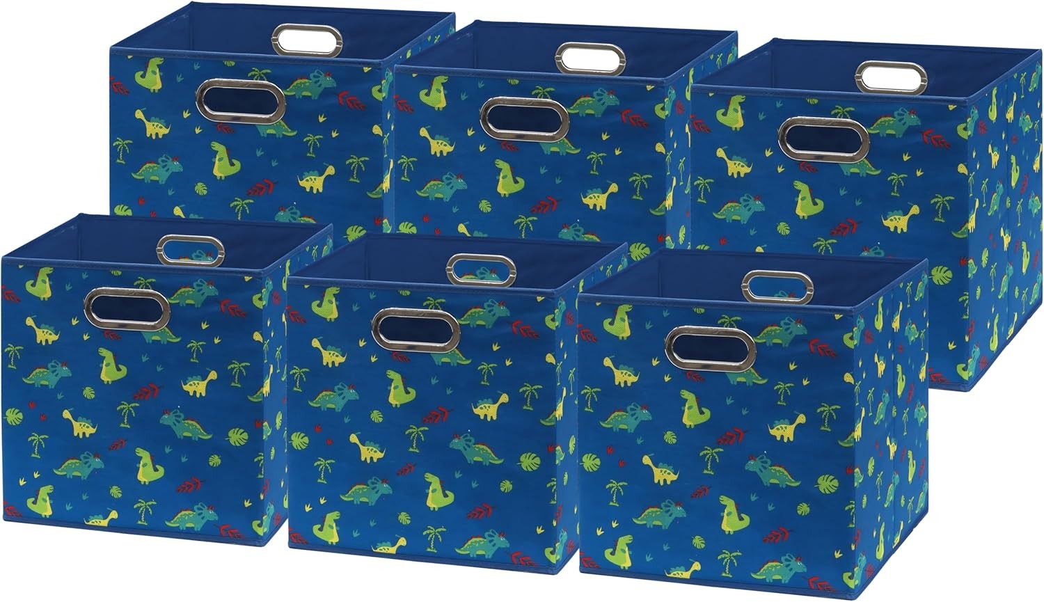 11-Inch Collapsible Fabric Cube Organizer with Handles, Printed Design, 6-Pack