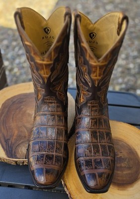 Rujo Brown American Alligator Western Boots Men's 14 D Never Worn w/o Box