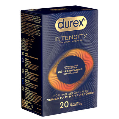 Durex Kondome Intensity 20 Stück | Latexfrei, extra feucht, ultradünn, 56 mm