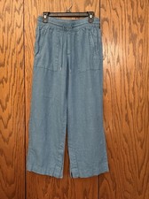 Athleta Women's Pants Blue Cabo Linen Wide Leg Relaxed Fit sz 6p