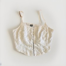 Cottagecore Jr Womens White Lace Corset Bustier Top Cottagecore Coquette White