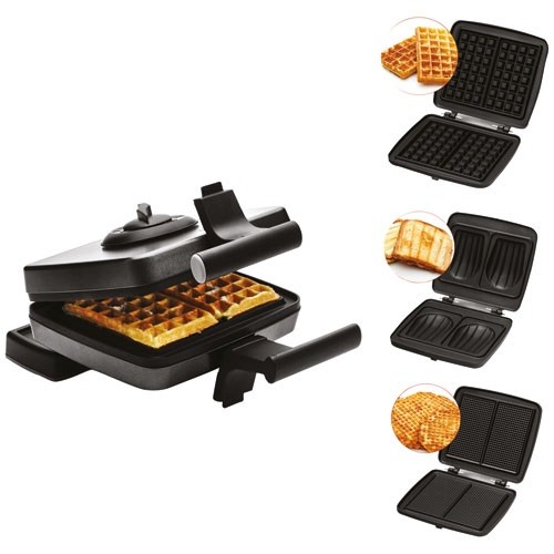 Gaufrier Frifri Noir 1200W avec 3 plaques amovibles interchangeables