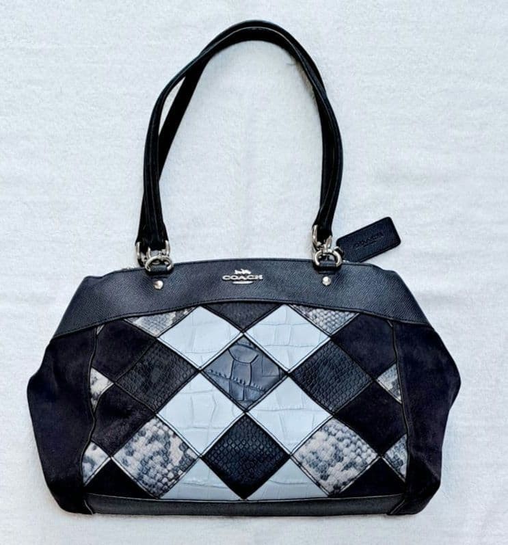 COACH handbag patchwork diamond pattern 30a - image 2