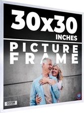 30x30 Stainless Steel Silver Wood Frame With UV Acid Free Foam Board