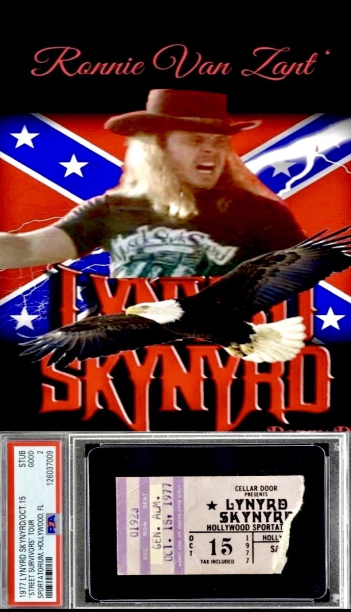 💎LYRYRD SKYNYRD RARE TICKET STUB 10/15/1977 HOLLYWOOD FLORIDA PSA