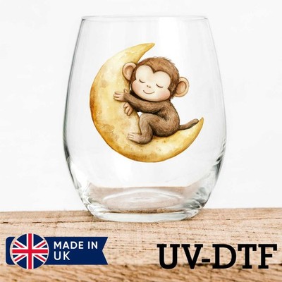 Affe Kinderzimmer 8 Stück UV DTF Aufkleber - Glas Laptop Becher Tasse bg455