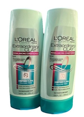 2 loreal extraordinary clay rebalancing conditioner oily roots/dry ends 12.6oz