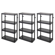Black 4-Tier Fixed Height Ventilated Shelving Unit (3 Pack) (32 in. Wx54.5 in. H
