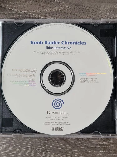 Dreamcast Tomb Raider Chronicles review disc white label