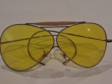 Vintage Aviator Shooting Glasses Yellow Lenses metal Frame