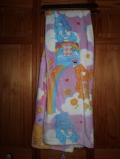 Care Bears Plush Throw Blanket 50x60 in Multicolor Rainbow Clouds Cartoon Kids