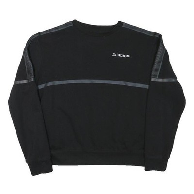 KAPPA Damen Sweatshirt schwarz Rundhals M Logo Baumwollmischung Freizeit sportlich