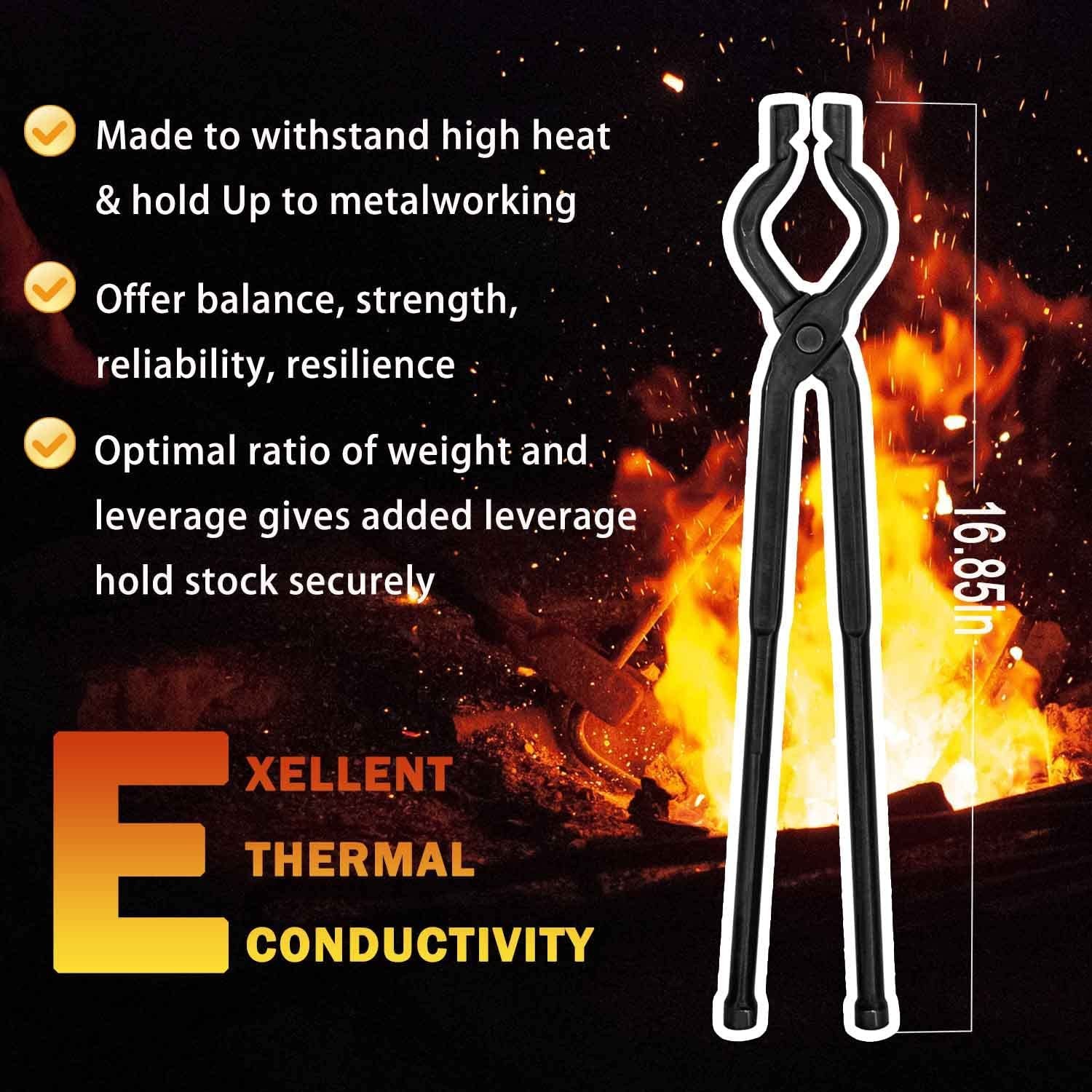 17 Inch V-Bit Bolt Knife Making Blacksmith Tongs Bladesmith Wolf Jaw Anvil Forge