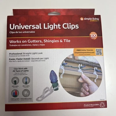 SIMPLE LIVING SOLUTIONS 2 pack Clear Outdoor Christmas Light Clips Set 200. Works on Gutters, Shingles