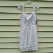 Nine West White Eyelet Summer Dress Sz 4 Lined Cottagecore Crochet Festival New 
