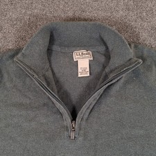 LL Bean Mens Quarter Zip Sweater Blue Cotton Cashmere Blend M-REG 275298 2754