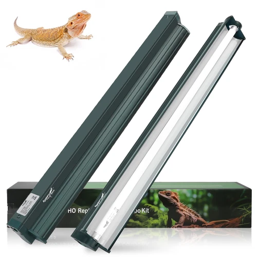 T5 UVB Reptile Light Fixture Combo Kit 24W Jungle Green Terrarium Comes with ...