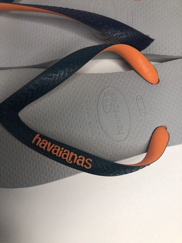 Havaianas Top Flip Flops Unisex Grey Blue/Orange Men US 7/8 Women US 8.5/9.5 - Picture 4 of 10