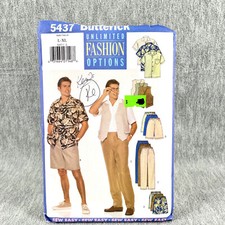 Butterick 5437 Button Front Shirt Vest Shorts Pants Mens Size L XL Easy Pattern